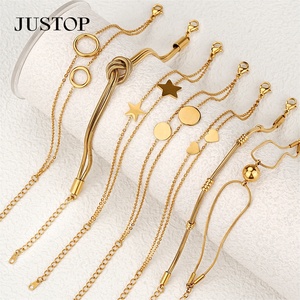 Spot Goods Justop Trendy PVD 18K 24K Gold Plated Stainless Steel Cuban Snake Charm <b>Beaded</b> <b>Bracelet</b> <b>for</b> Women Wholesale - Product Image 1