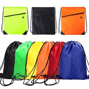 Bolsa con Cordón de Nylon Personalizada con Logotipo, Mochila con Cordón de Color Completo, Bolsa con Cordón de Poliéster 210D Reciclado e Impermeable con Bolsillo con Cremallera - Product Image 2