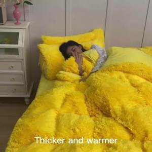Chồn Lông Nhung Fluffy Bộ Đồ Giường Tấm Thiết Lập 100% Polyester Sợi Ấm Cúng Ấm Cúng Ga Trải Giường Chất Lượng Cao Mềm Tufted Bộ Đồ Giường Thiết Lập - Product Image 2