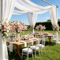 L-016 Fleurs de lys artificielles de haute qualité faites à la main pour bouquet de mariage, décoration de la maison, fleur artificielle en plastique rose