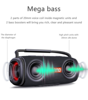 Haut-parleur Bluetooth portable sans fil puissant de 20 W avec logo personnalisé, étanche IPX6, méga basses et lumière LED RGB pour l'extérieur