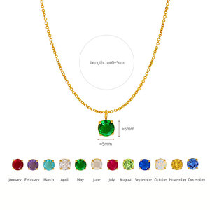 Collar de Acero Inoxidable 316L con Baño de Oro de 14k/18k y Dije de Zirconia con Piedra de Nacimiento, Diseño Inusual para Mujer - Product Image 2