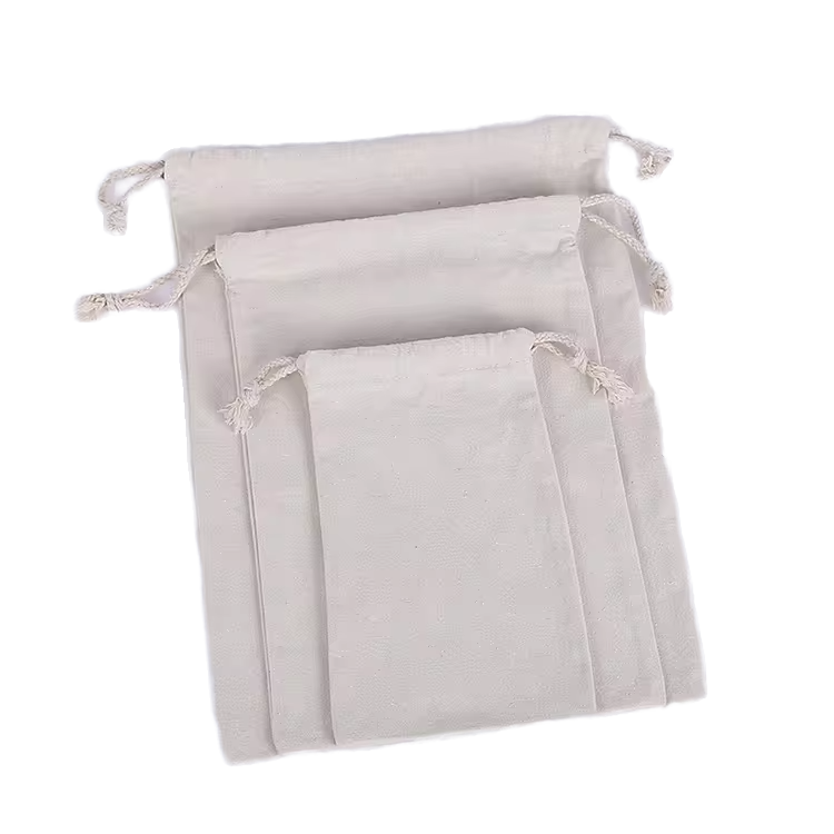 High quality portable shopping custom logo printed organic cotton drawstring jewelry pouch bag