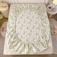 Housse de lit en coton toute saison à la vente chaude, impression de fleurs végétales, housse de protection de matelas