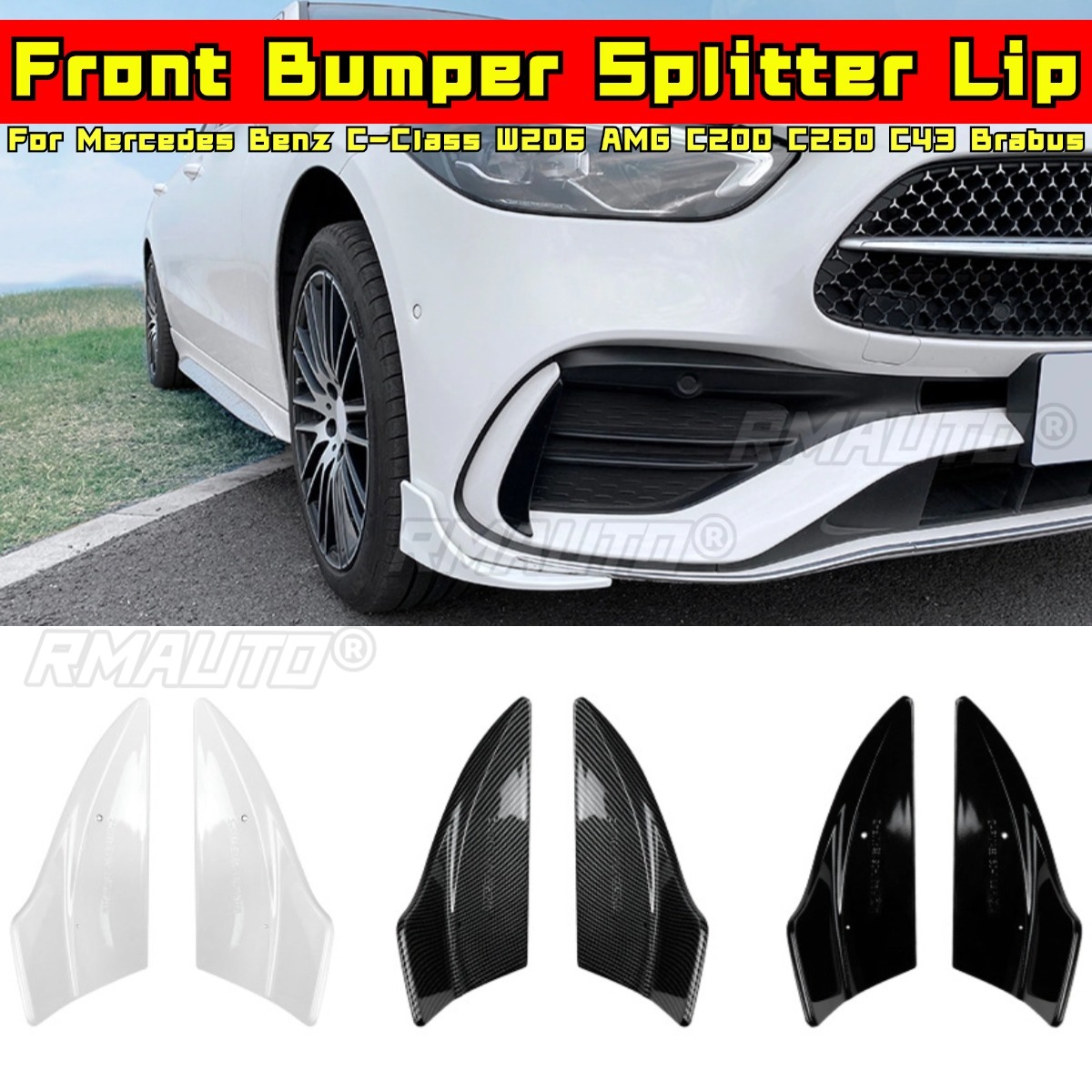 Front Bumper Spoiler Lip For 15-21 Mercedes-Benz W205 C63 AMG (Painted