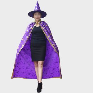 CM219 Adult Wizard Halloween Party Costume Glitter Star <strong>Witch</strong> <strong>Hat</strong> Cape Cloak for Adult Cosplay Party - Product Image 4