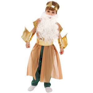 Costume de Poséidon pour enfants, tenue de performance pour Halloween, avec trident et barbe, taille moyenne - Product Image 5