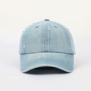 Casquette de baseball en jean non structurée à 6 panneaux de haute qualité, personnalisable en gros, avec boucle métallique unie OEM, casquettes de baseball pour femmes effet vieilli vierges - Product Image 2