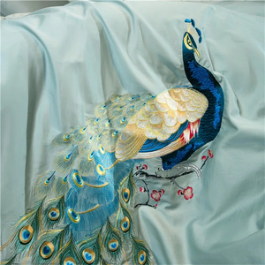 800tc Ai Cập cotton mềm Cal Vua vua nữ hoàng Kích thước Duvet cover bedsheet pillowshams thêu sang trọng Peacock <span class=keywords><strong>bedding</strong></span> <span class=keywords><strong>Set</strong></span> - Product Image 4