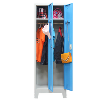Casier d'école en acier à 2 portes à clé pour 2 personnes Casier à double porte avec pieds pour vêtements d'étudiants dans les dortoirs