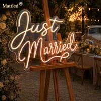 Panneau néon LED « Just Married » pour décoration de mariage, lumière acrylique à intensité variable, design personnalisé gratuit, livraison rapide pour toile de fond de fête de lune de miel