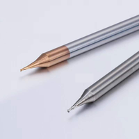 Micro-fraise à bout sphérique plat en carbure HRC55 HRC65 HRC60 à 2 cannelures, 0,1 mm 0,2 mm 0,3 mm 0,5 mm 0,6 mm, avec embout CNC
