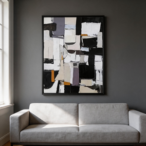 Dipinto Astratto Minimalista Wabi Sabi, <span class=keywords><strong>Collage</strong></span> Geometrico, Arte su Tela Senza Cornice, Toni Terrosi con Evidenze Arancioni, <span class=keywords><strong>Poster</strong></span> Decorativo - Product Image 4