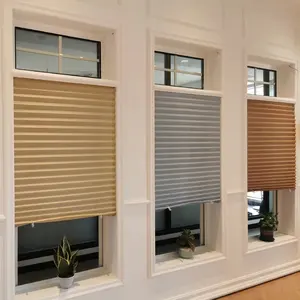 Low Price Blackout Pleated Polyester Blinds Simple Chinese Suppliers Pleated Adhesive Blinds Kendinden Yapiskanli Gecici Perde