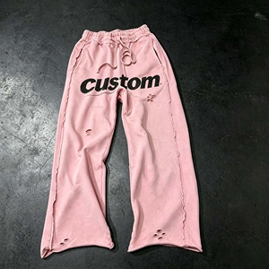 Pantalones Deportivos Personalizados de Estilo Urbano Vintage con Serigrafía OEM, Pantalones para Hombre con Efecto Desgastado - Product Image 2