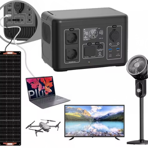 Station d'alimentation portable 2400W avec batterie LiFePO4, panneau solaire extérieur 100V 240V, charge sans fil, onde sinusoïdale pure - Product Image 1