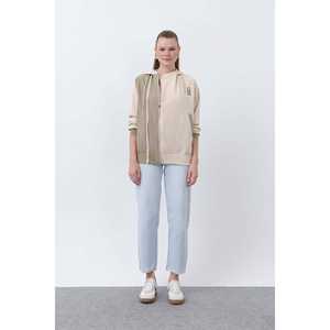 Chaqueta Bomber para Mujer, Manga Larga, Tejida, Color Negro Otoñal, Detalle de Cremallera - Product Image 3