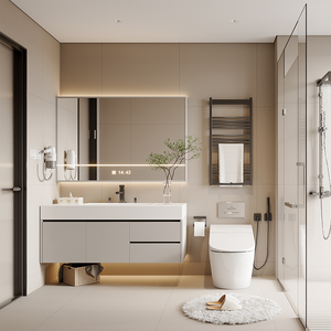 Armadi da <span class=keywords><strong>bagno</strong></span> bianchi caldi personalizzati di fascia alta, partizioni multifunzionali, <span class=keywords><strong>piano</strong></span> spazio <span class=keywords><strong>bagno</strong></span> camera da letto principale - Product Image 1