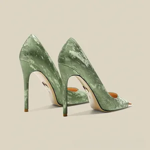 Tacchi Alti in Stile Cinese, Nuova Tendenza di Moda, Stiletto a Punta Verde con Cheongsam, Scarpe da Donna - Product Image 4
