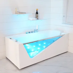 Fashionable Bath Tub Rectangular Freestanding Hotel Bathroom Acrylic Bathtub Combo Massage Whirlpool Glass Air Bathtubs For Sale