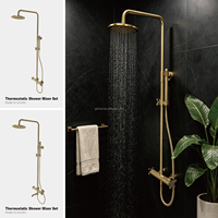 Robinet de douche multifonction encastré ou apparent en laiton pour baignoire, fixation murale, avec thermostat et fonction pluie