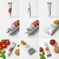 Tube compressible en aluminium de qualité alimentaire imprimé sur mesure pour l'emballage de pâte de tomate et de moutarde, approuvé par la FDA