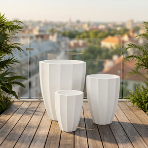 Ensemble de 3 pots de fleurs et jardinières d'extérieur Alfredo, design contemporain, écologiques, durables, légers, en béton fibré - Product Image 6