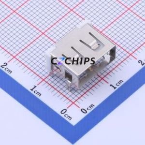 912-322A1013D10100 <b>USB</b> Connector Bent Lead Through Hole Connector Type-<b>A</b> <b>USB</b> <b>2.0</b> Female Right Angle Insert - Product Image 1