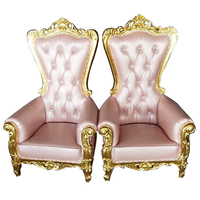 Chaises de trône de luxe en bois massif argenté, dossier haut, pour mariages royaux et restaurants d'hôtel, pour le marié et la mariée