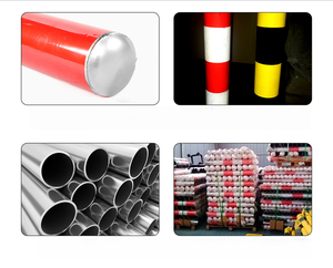 Barriere Stradali di Sicurezza in Metallo, Colonne di Avvertimento e Pali per Cantieri, Nero e Giallo - Product Image 5