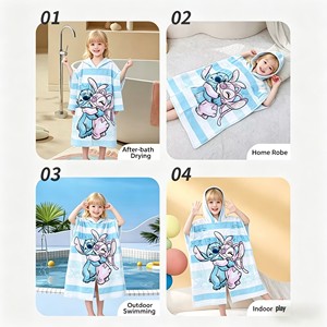<span class=keywords><strong>Toalla</strong></span> Poncho con Capucha de Lilo y <span class=keywords><strong>Stitch</strong></span>, 100% Algodón, Reutilizable, Ecológica, Absorbente, <span class=keywords><strong>Toalla</strong></span> de Playa para Niños, <span class=keywords><strong>Toalla</strong></span> de Baño con Dibujos Animados - Product Image 5
