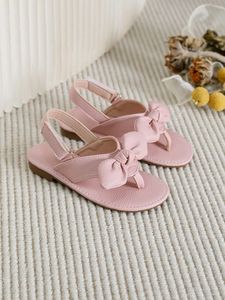 Sandales d'été en gros pour filles, en cuir souple, avec nœud décoratif, style tongs - Product Image 4