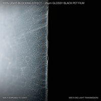 Película de Silicona PET Negra Brillante Tensfilm de 25um, 1-10g/in, Bloqueadora de Luz para Módulos de Cámara y Sensores Ópticos