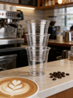 Gobelets en plastique à paroi simple personnalisables avec logo, transparents en PET, 280, 380, 480 ml, pour boissons, café glacé, milkshake, granita, avec couvercles et pailles