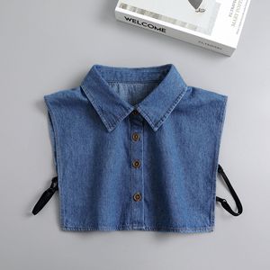 Corea del Sur primavera otoño hombres mujeres <span class=keywords><strong>camisa</strong></span> de mezclilla fabricantes transfronterizos venta al por mayor <span class=keywords><strong>falso</strong></span> <span class=keywords><strong>cuello</strong></span> decorativo suéter <span class=keywords><strong>cuello</strong></span> - Product Image 2