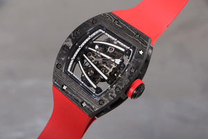 New Arrival Best Seller High End Watch Carbon Fiber Case <b>Red</b> Rubber Strap Mechanical Watch Unisex Casual Watch - Product Image 2