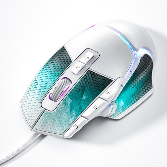 PCTENK Gaming Wired Mouse RGB Lighting USB 2.4G 20000 DPI 1.5m Wired Desktop Mouse with Side Button
