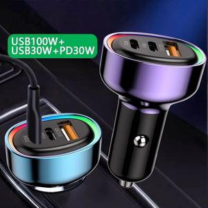 Hot Selling A+<b>C</b> Car Charger Quick Charge QC3.0 <b>Type</b> <b>C</b> Charger 60W RGB Car Charger <b>Adapter</b> for Iphone for Huawei - Product Image 4