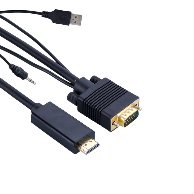 HDMI to VGA Converter Cable 1080P HDMI 1.4 Male to VGA Male Gold Plated Active Video Adapter Cord