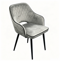 Fauteuil rembourré de style nordique, chaise de salle à manger au design scandinave, chaise d'appoint en tissu tweed avec dossier incurvé pour l'ameublement de la maison