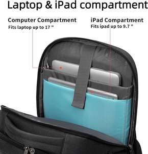 Sac à dos pour ordinateur portable en denim personnalisé de 17 pouces, sangle réglable, fermeture éclair, capacité de 28 L, résistant à l'eau, port de charge USB, unisexe, voyage - Product Image 3
