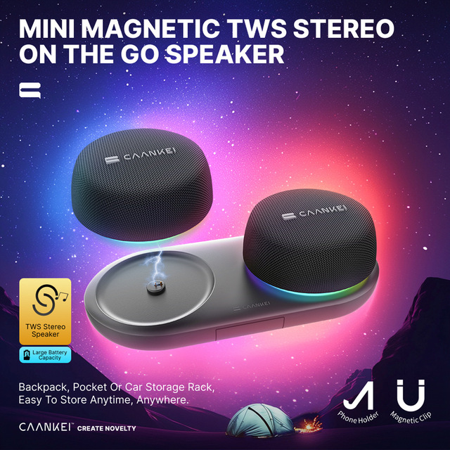 Wireless BT Subwoofer with Base Portable Desktop Audio Large Volume Magnetic Mini Audio Compact and Portable Speaker