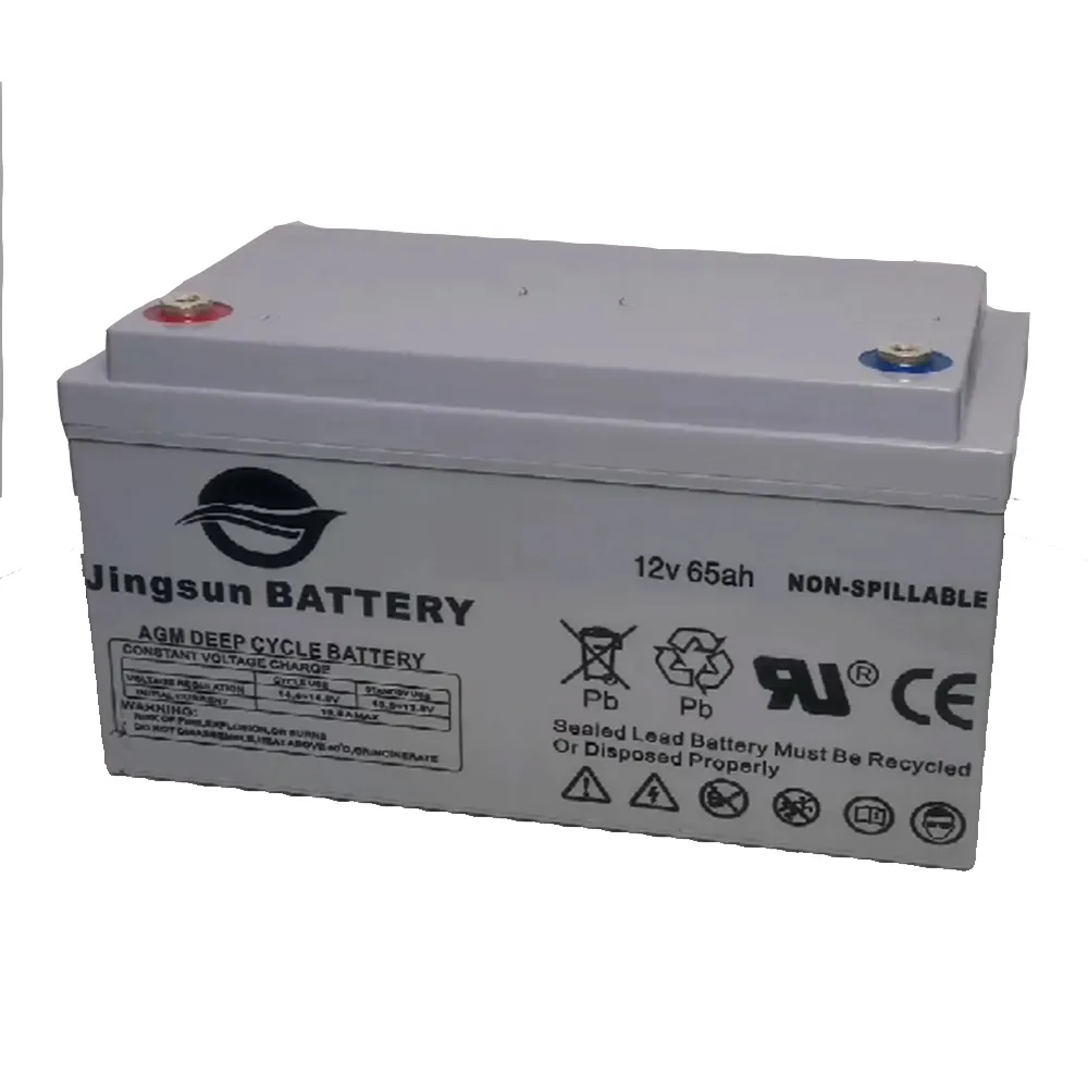 Jingsun VRLA 12v 65ah deep cycle AGM storage electric bicycle battery packs battery backup