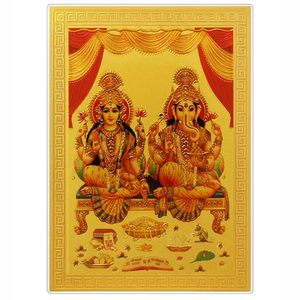 Mini Ídolo de Ganpati de 9 cm (3.5 Pulgadas) con Marco Acrílico y Lámina Dorada de Laxmi Ganesh, para Decoración de Tablero de Auto, Hogar, Templo u Oficina - Product Image 3