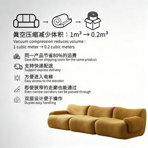 أريكة إيطالية عصرية من طراز ليمي لامب بدون عظام، كنبة منحنية بثلاثة مقاعد مبطنة مع خيارات ألوان مخصصة لغرفة المعيشة والشقق - Product Image 6