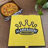 Caja de papel para pizza moderna con logotipo personalizado al por mayor caja de cartón corrugado para pizza para llevar con laminación mate