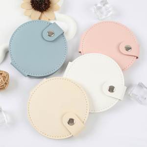 New Portable Round <b>Makeup</b> <b>Mirror</b> PU Leather & Glass Double-sided Folding Compact Mini Cosmetic Customizable LOGO - Product Image 2