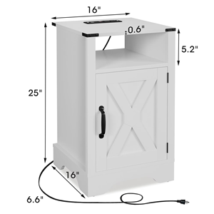 Comodino Rustico in Legno Stile Fattoria con Stazione di Ricarica per Camera da Letto e Soggiorno, 16 P x 16 L x 25 H, Set da 1 Pezzo - Product Image 2
