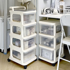 Boîte de rangement anti-poussière à 4 niveaux avec roulettes pour l'organisation des aliments dans la cuisine, design minimaliste, conteneur en plastique - Product Image 5