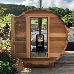 Design moderno De Madeira 4 Pessoa Tradicional Curvo Vidro Barril Outdoor Sauna Com <span class=keywords><strong>Strip</strong></span> Light - Product Image 1